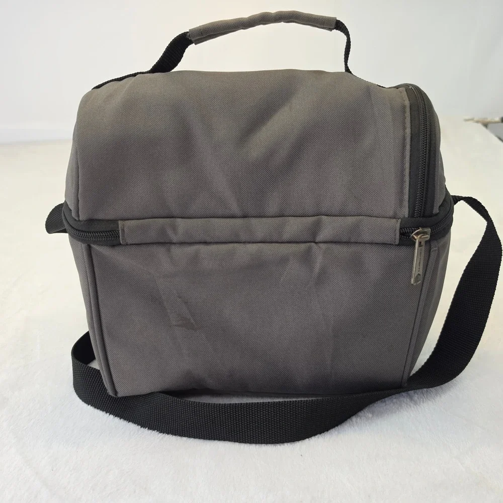 Carhartt Insulated Lunch Cooler Bag Charcoal Gray Dual Compartment Strap